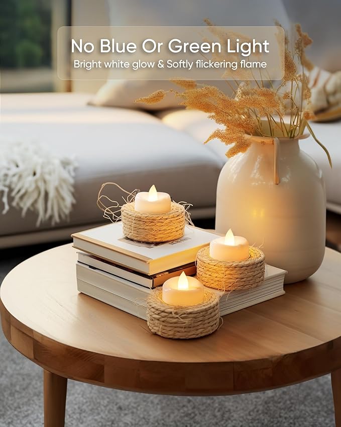 LED Candles, Tea Lights Candles Battery Operated Bulk, 100PCS Long-Lasting 200 Hours Flameless Tealight Candles, Realistic Flickering Wedding Candles for Festival Decor, 1.5'' D X 1.25'' H