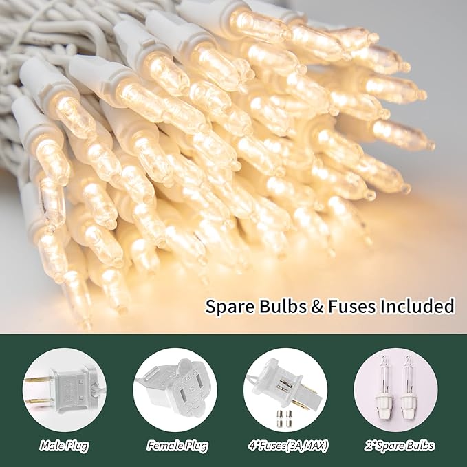 LAMPHOME 100 Mini LED Count Warm White -String Lights - 21.6FT LED Christmas Lights, Mini led Lights for Outdoor Home Holiday Party Wedding Independence Day Decoration