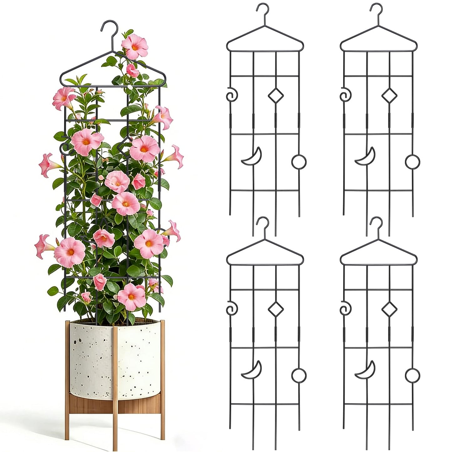 4 Pack 32'' Bell-Shaped Plant Trellis for Climbing Plants Outdoor & Indoor,Garden Metal Trellis for Potted Plants Climbing Plants, Monstera Houseplant Trellis for Hoya Pothos Vine Ivy