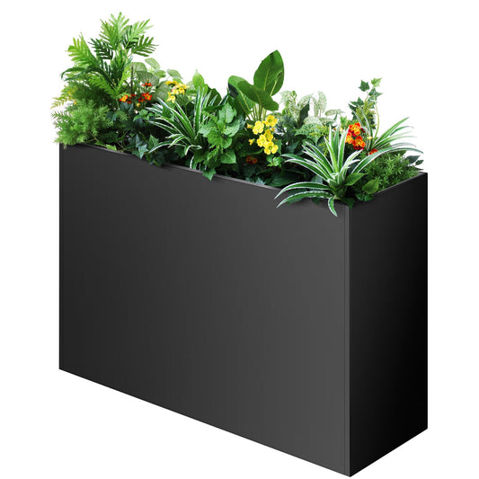 Leomru Metal Planter Box 36"x12"x26", Large Rectangular Planter for Outdoor Plants - Heavy Duty Tall Planter Box with Removable Insert Shelf & 4 Drainage Holes Outdoor Planter for Porch/Patio/Garden