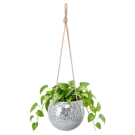 Chonsun Hanging Planter Mosaic Garden Pot Small Flower Pot for Indoor Plant Disco Ball Hanging Planter with Drainage Sliver