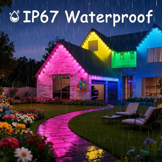 Permanent Outdoor Lights,Smart RGB Outdoor Lights with Remote APP Control,54ft with 36 LED(5v) IP67 Waterproof Outside Light for House for Holiday, Party, Daily(unconnectable)
