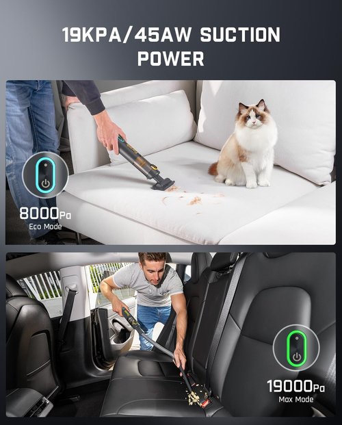 Fanttik Slim V8 APEX Car Vacuum - 4-in-1 Portable Mini Cordless Vacuum with 19000Pa Suction Power | Handheld for Car & Office (Gray)