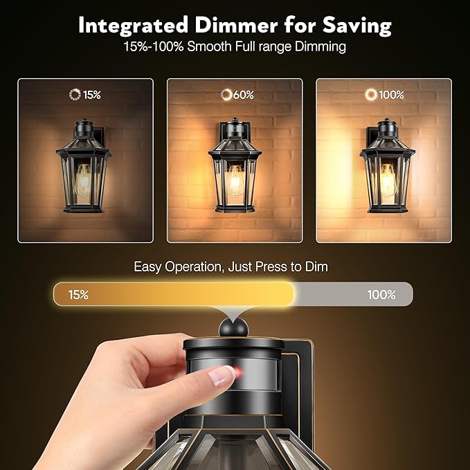 VIANIS Motion Sensor Outdoor Wall Lantern, Black Waterproof Dusk to Dawn LED Exterior Wall Sconce, Anti-Rust Aluminum Modern Outdoor Lights Fixtures Wall Mount for Porch, Entryway, Garage, Front Door