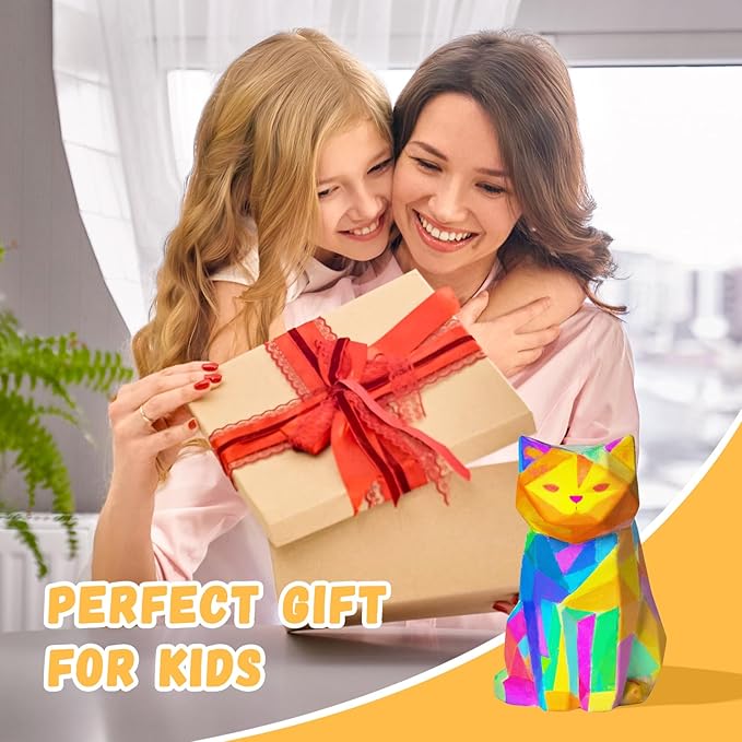 Paint Your Own Cat Lamp Kit, Arts and Crafts for Kids Ages 8-12, Arts and Crafts for Kids 4-6, DIY Sitting Cat Night Light Gifts for Girls, Art Supplies for Teens Girls Boys Birthday Ages 3 4 5 6 7 8+