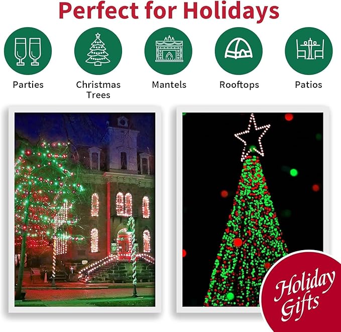 LAMPHOME Red and Green Christmas Lights, 66ft 200 LED String Lights,16 Modes Twinkle Fairy Light Plug in Waterproof for Indoor Outdoor,Christmas Tree Light for Holiday,Wedding Party,Xmas Decor