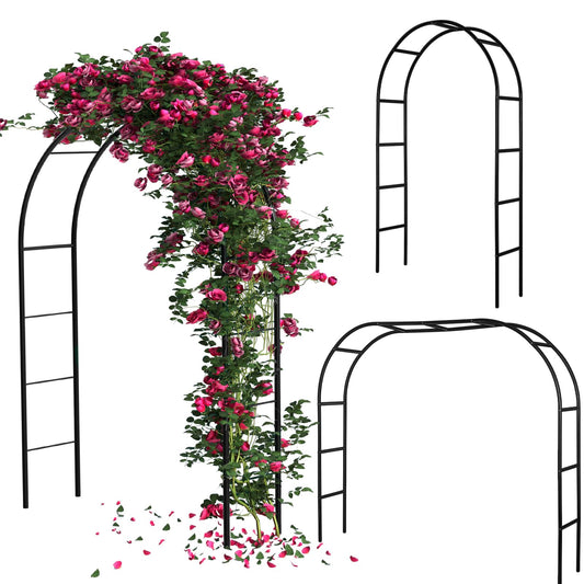 Gisafai 3 Pcs Metal Garden Arch Trellis Wedding Arches Pergola Arbor 7.9 Ft, Two Way Assemble, Durable Wedding Trellis Archway for Climbing Plants Outdoor Bridal Party Decoration (Black)