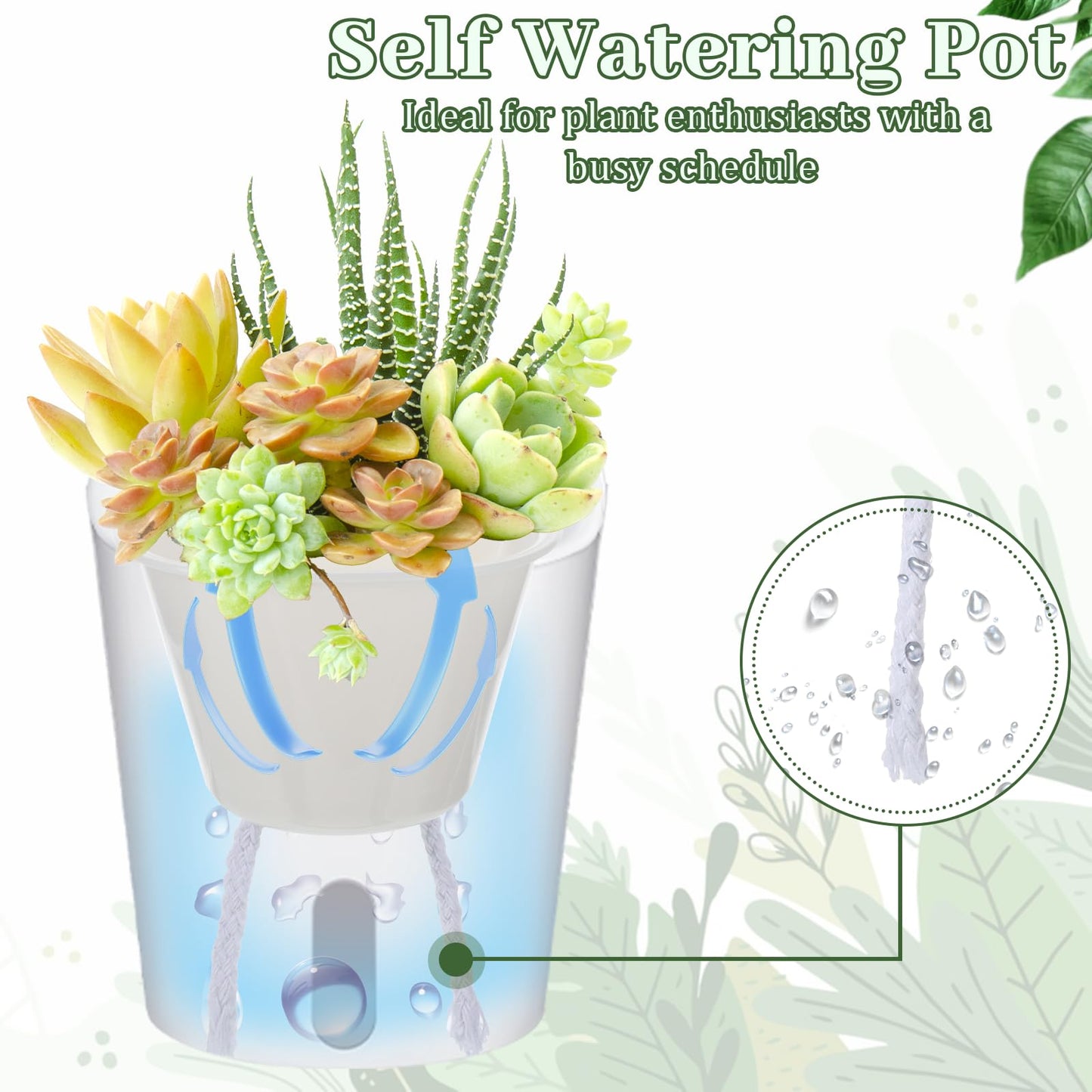 SHENLIU 3" Self Watering Pots, 20 Sets Plastic Self Watering Planters for Indoor Planters with Water Level Indicator and Multiple Vents Perfect for Succulents ﻿House Plants Flowers