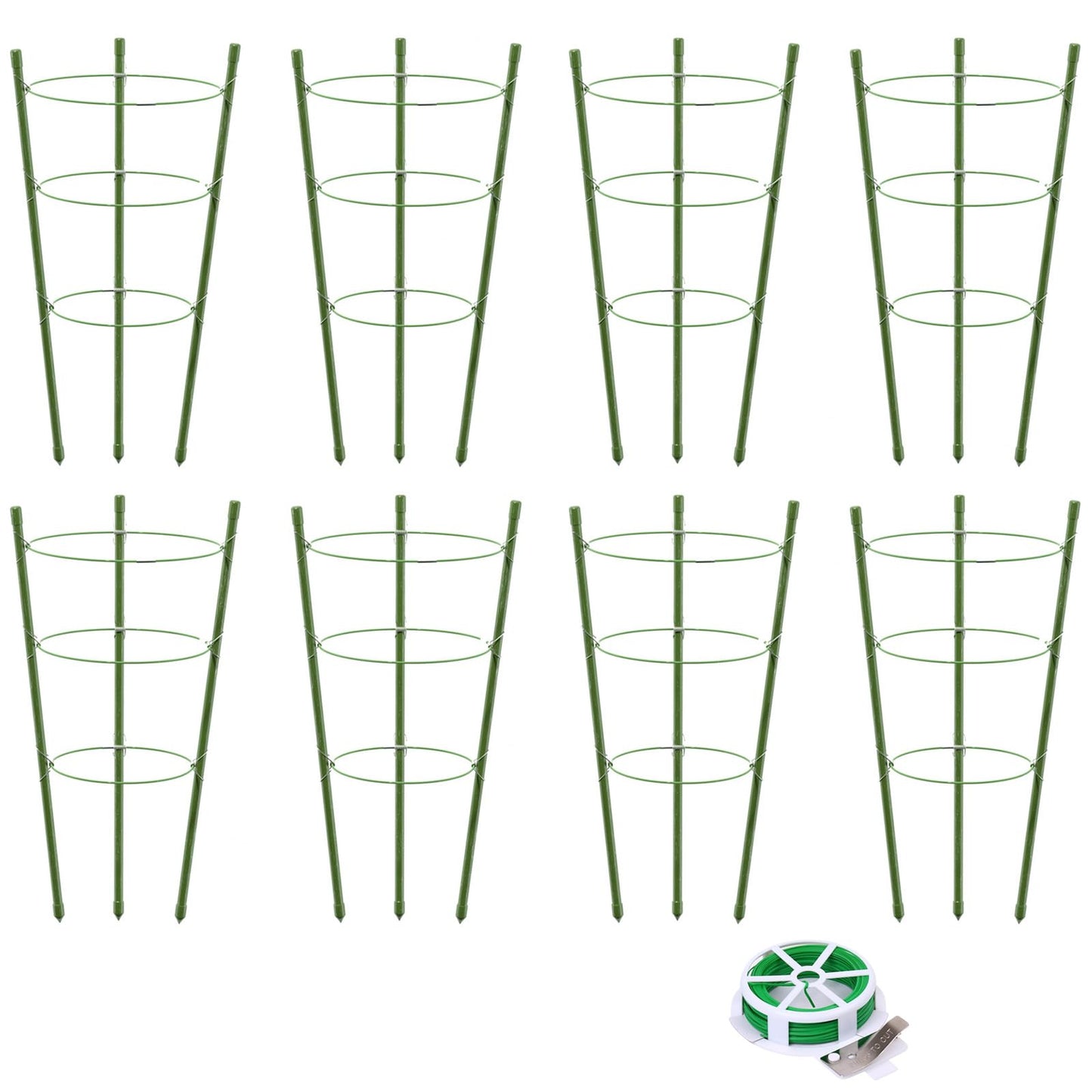 TOCCYARD 8 Pack Plant Support Tomato Cages for Garden, 18 Inches Small Tomato Cages and Supports with Adjustable Rings for Garden Pots, Plant Stakes Tomato Trellis Rings for Climbing Plants