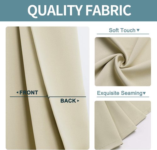 ChrisDowa Room Darkening Curtains - 108-Inch Long Grommet Blackout Panels Set | Thermal Insulated Beige