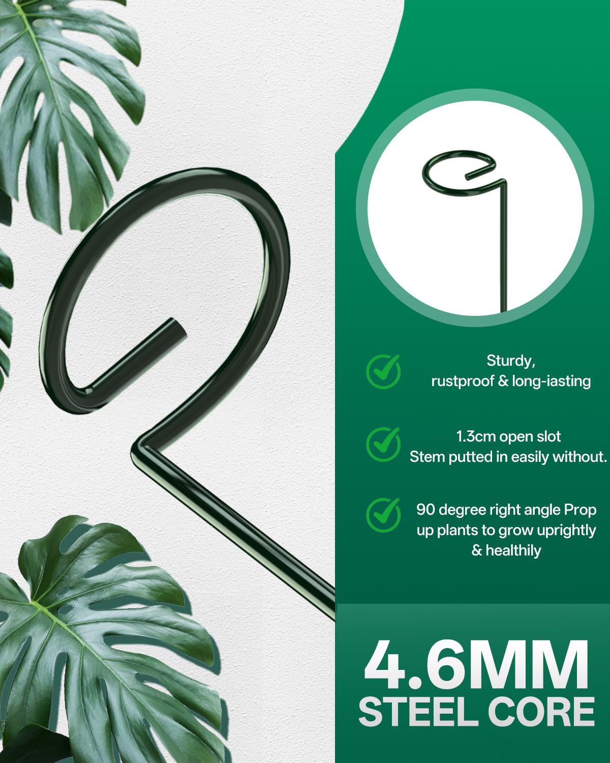 Breeze Touch 20 Pack Plant Stakes, 16 Inch Plant Support Stakes with 15 Twist Ties, Plant Sticks Support, Flower Stakes for Plants Peony, Tomato Seedling, Marigold, Amaryllis, Sapling, Coreopsis