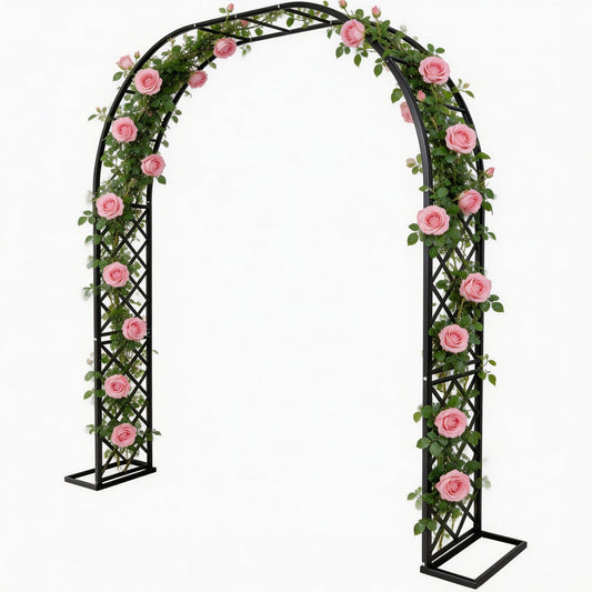 CDIWULDN Black Heavy Duty Metal Garden Arch Trellis 90.5" W x 94.5" H for Climbing Plants, Decorative Archway Wedding Arch Frame for Patio, Backyard, Patio, Lawn, Pathway