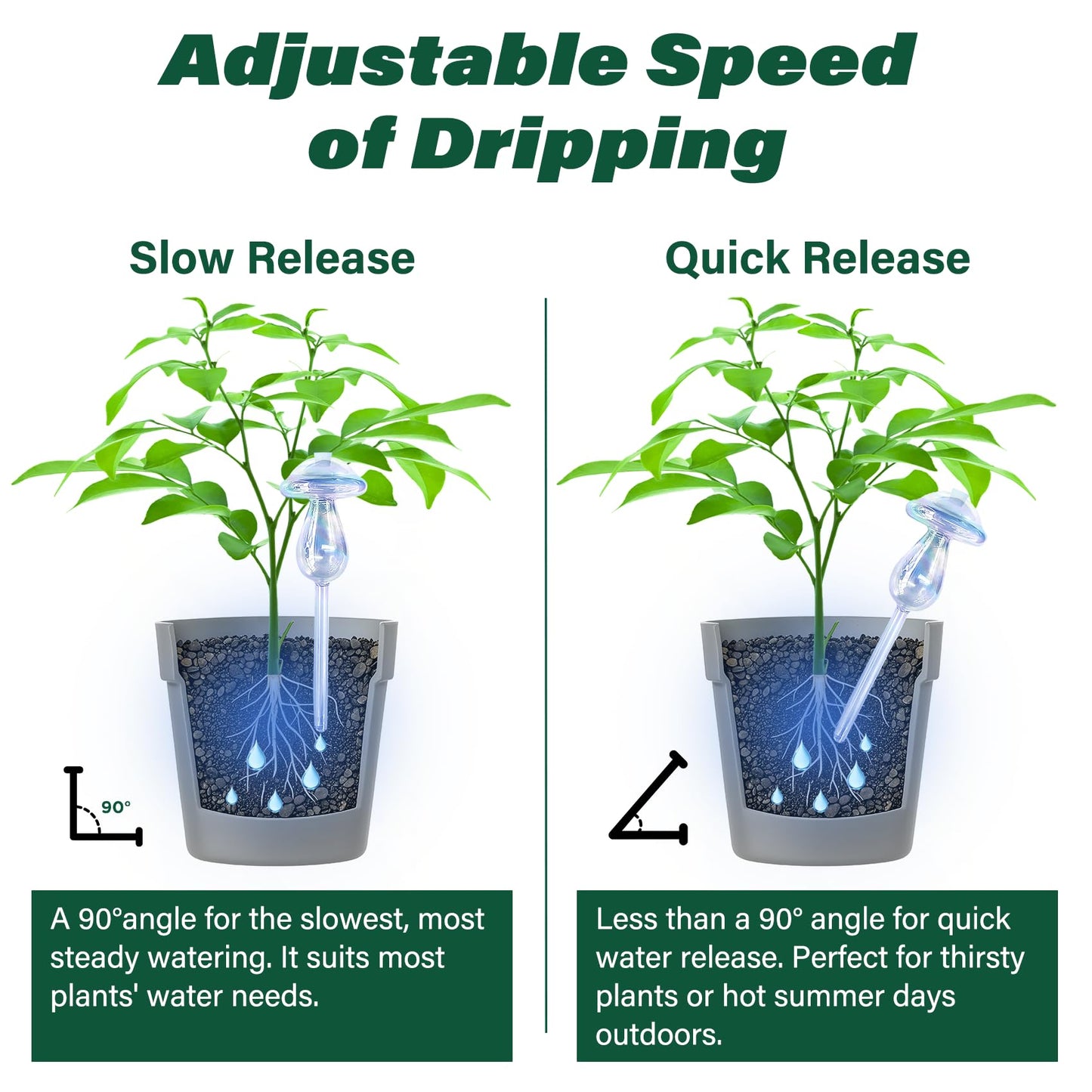 2 Pcs Glass Self Watering Globes, Iridescent Automatic Plant Waterer Bulbs Devices for Indoor & Outdoor Plants, Slow Release Watering Devices System for Various Plants