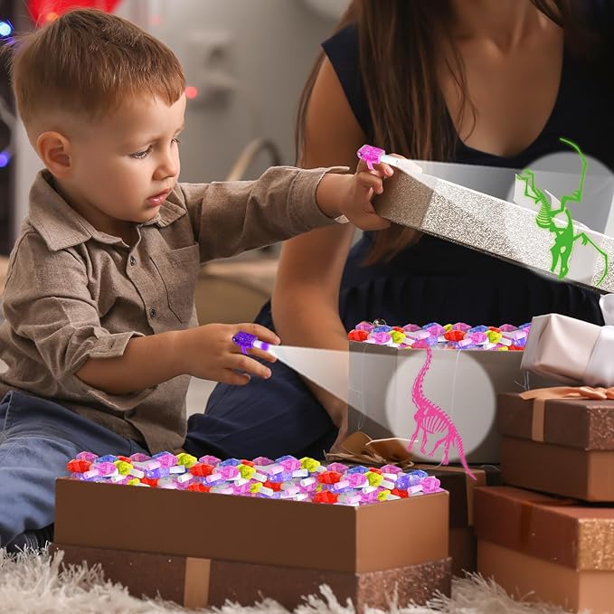 36Pcs Dinosaur LED Finger Lights Dinosaur Party Favors Glow in The Dark Light Up Finger Lights Dino Skeleton Themed Toys Bulk for Kids Birthday Party Goodie Bag Stuffer Birthday Gift Classroom Prize
