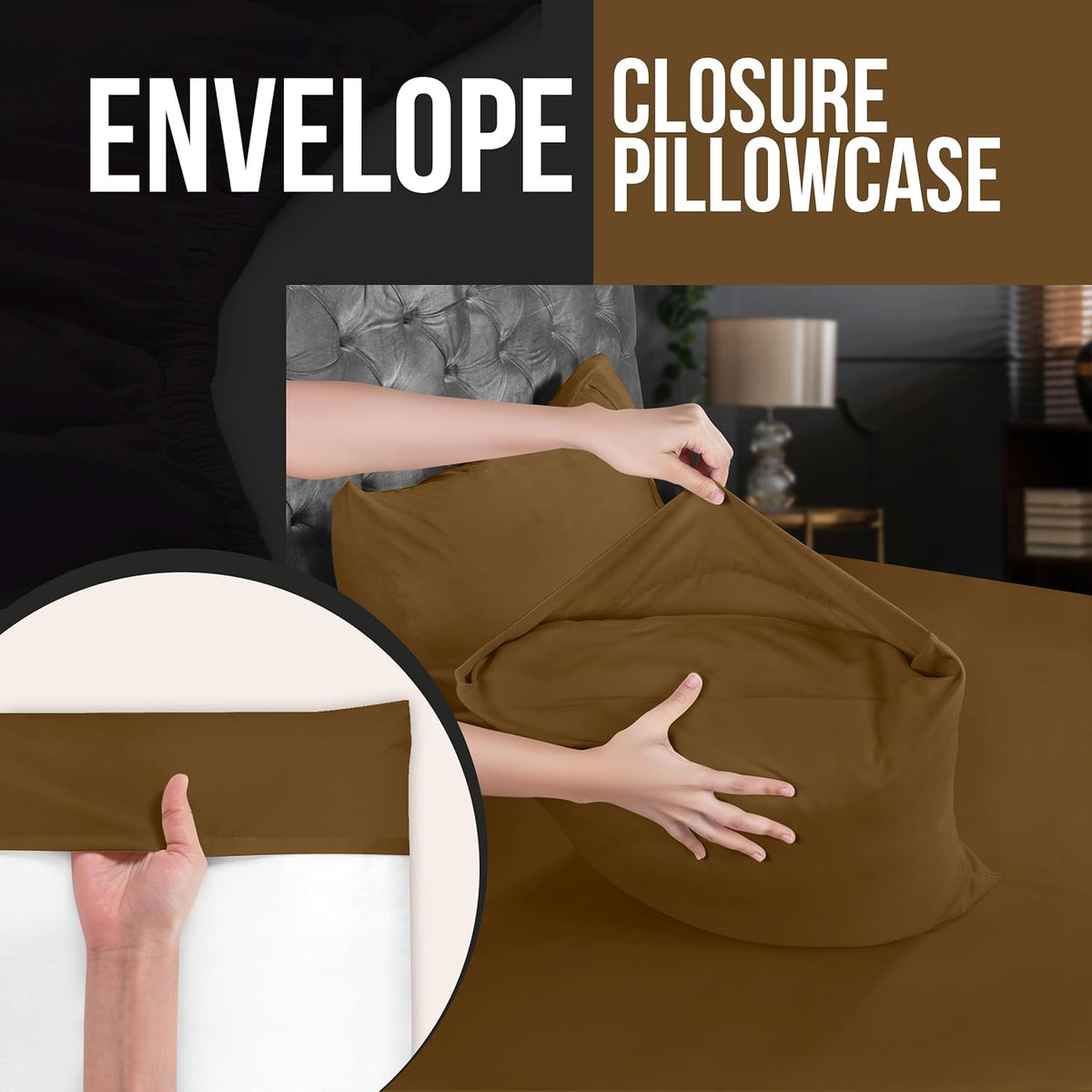 Utopia Bedding Standard Pillow Cases - Soft Brushed Microfiber - 4 Pack | 20 X 26 Inches, Mocha