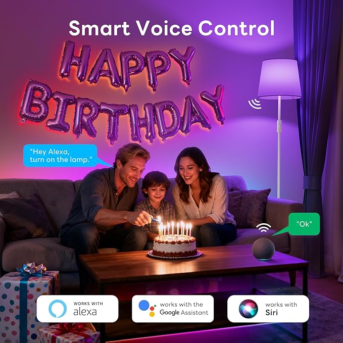 Smart Floor Lamp with RGBCW Color Change Bulb, Compatible with Alexa, Siri, Google Voice & App Control, Standing Lamp with Linen Shade, Tall Lamp for Living Room, Bedroom, Office,White
