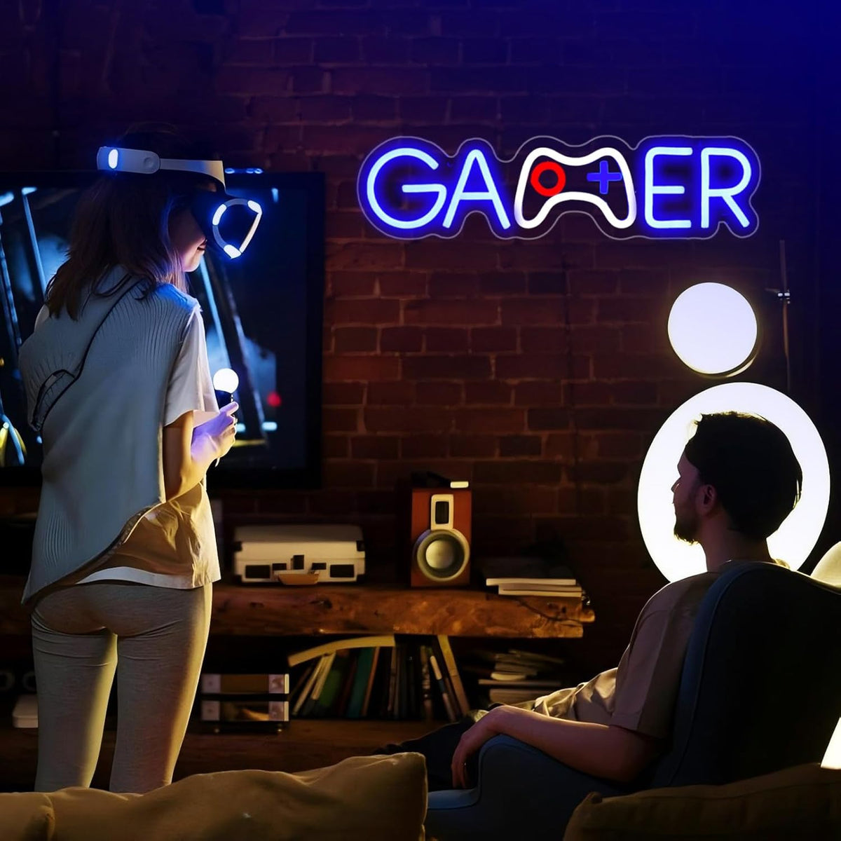 Skiennix Gamer Neon Sign - LED Wall Decor for Gaming Room | USB Powered Light Up Sign for Teen Boys
