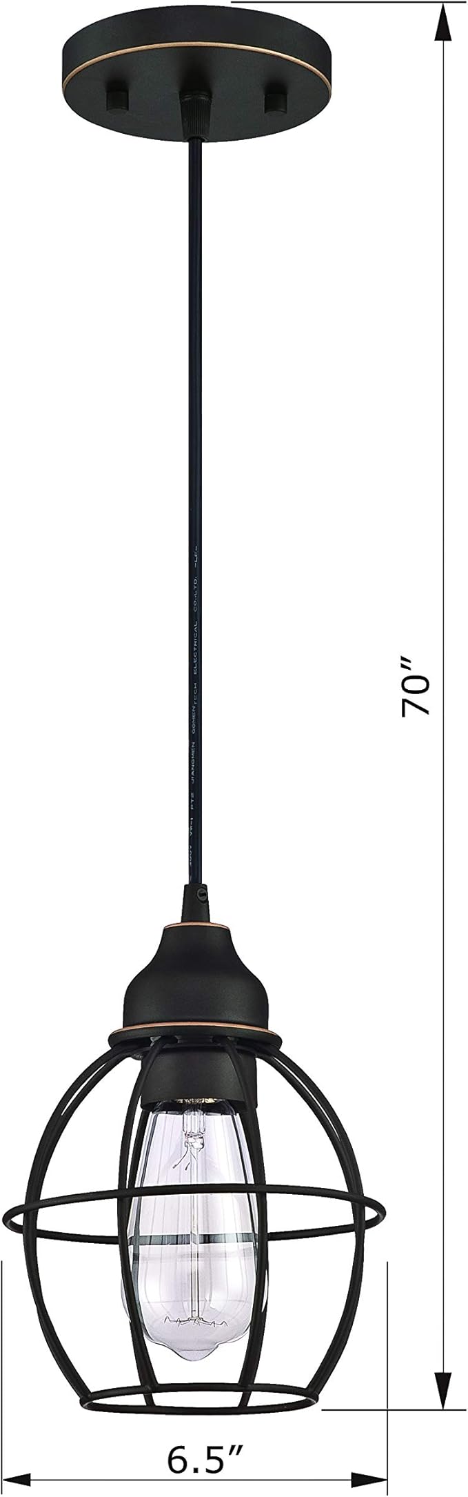 WISBEAM Oil Rubbed Bronze Kitchen Island Pendant Lighting Fixture, Cage Hanging Pendant Lights with E26 Medium Base Max. 60 Watts, Bulbs not Included, 2-Pack