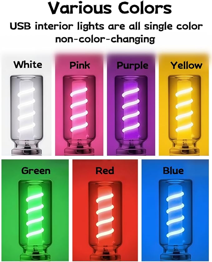 LED Car Interior Light, Touch Control USB Night Lamp, Retro Style Ambient Lighting for Auto, Bedroom, Desk (2PCS Red)