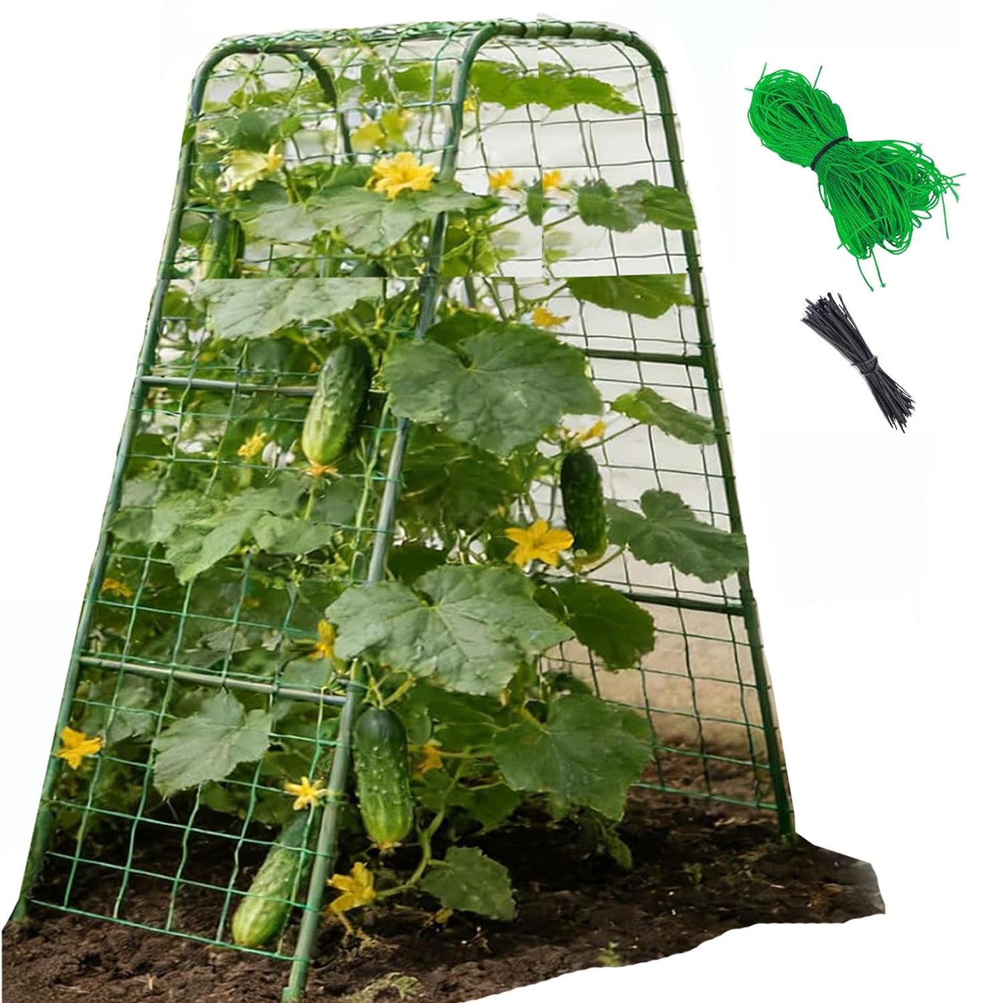Cucumber Trellis for Raised Bed, U-Shape Garden Arch Metal Support for Climbing Plants, Metal Arch Plant Support Vegetables Trellis, Plant Support for Vine Outdoor (47x15.7in) NOT for Heavy Plant