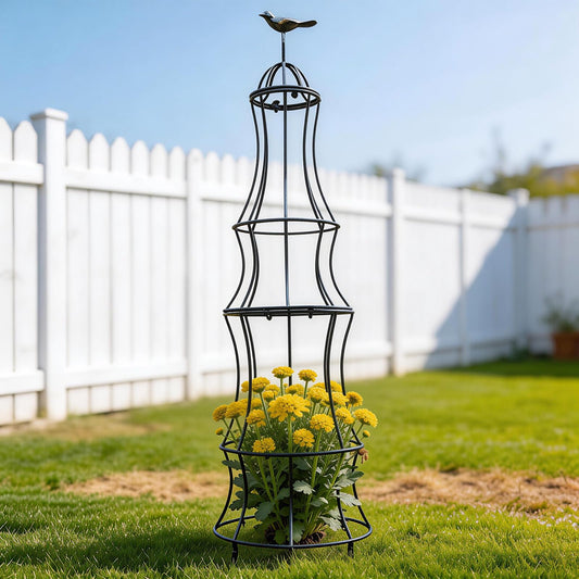 GOOOXIM 42 Inch Obelisk Trellis for Climbing Plants - Durable Metal Outdoor Support for Roses, Bougainvillea, Vines, and Potted Plants - Easy to Install Garden Decoration