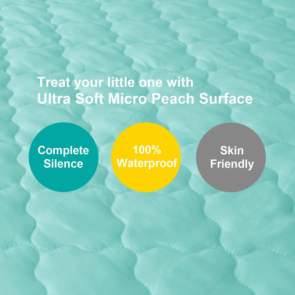 Skiennix Waterproof Playard Sheet - Quilted Protector for Baby Mattress 39" X 27" | Aqua Color