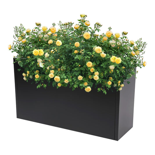 LuYuLTONG Modern Metal Planter Box, 36" L x 12" W x 20" H, Rectangular Galvanized Steel Raised Garden Bed with Drainage Hole&Gloves, Flower Planter Pot for Patio, Yard, Porch