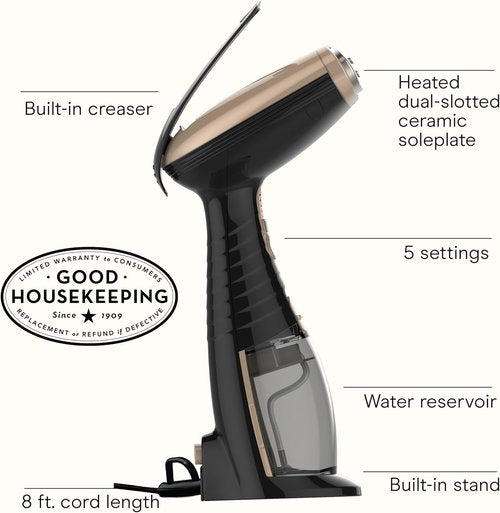 Conair Turbo ExtremeSteam 1875W Handheld Garment Steamer - Portable Design for Strong Penetrating Steam | Black