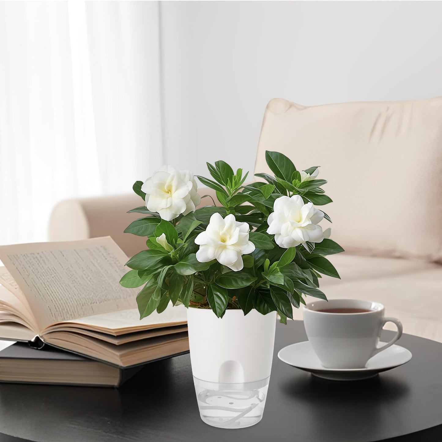 LOPYXBR 15 PCS 4 Inch Self Watering Pots for Indoor Plants Small Self Watering Planter with Self Watering Wick White Clear Plastic African Violet Pots Self Watering Plant Pot for Indoor House Plants