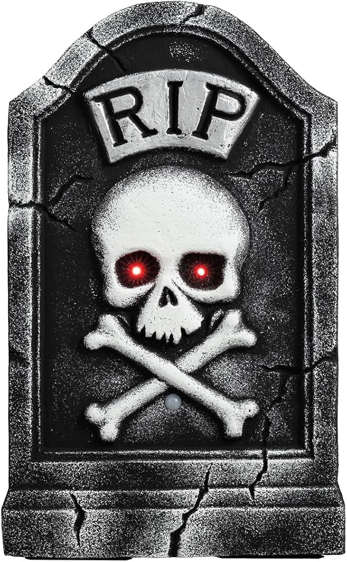 Mud Pie Halloween Skull LED Light up Tombstone Decor