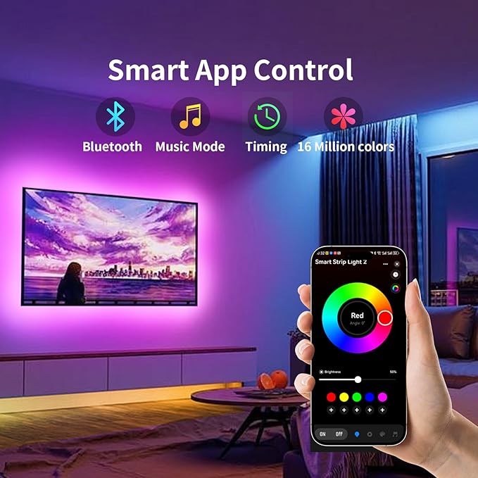 KSIPZE LED Lights for TV, 16.4ft TV led Backlight for 45-75 Inch TVs RGB TV Backlight Behind Music Sync Smart APP & Button Control TV LED Strip Lights USB Powered for Bedroom/Gaming