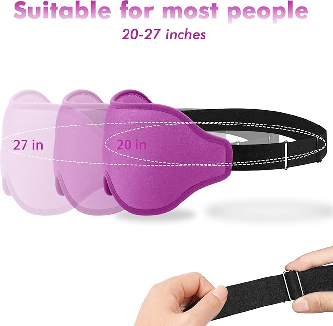 Sleep Eye Mask for Men Women, Lash Extensions 3D Sleeping Mask for Side Sleeper, Travel Blackout Night Blindfold Eye Shade Cover with Adjustable Strap (Purple-3D)