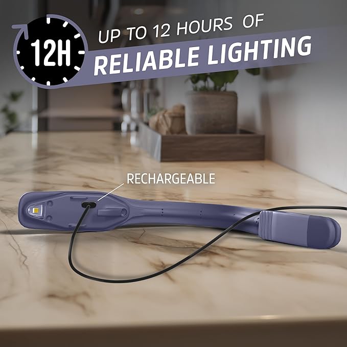 Energizer Flex-R LED Rechargeable Book Light for Reading in Bed, Reading Light with Warm LED Color, Long-Lasting and Lightweight,Purple