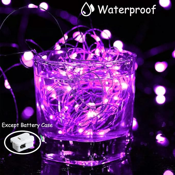 ZGWJ Fairy Lights Battery Operated, 12 Pack Twinkle String Lights 20 LED 7FT 3 Lighting Modes Waterproof for Bedroom, Halloween, Christmas, Party Indoor and Outdoor Decoration Purple