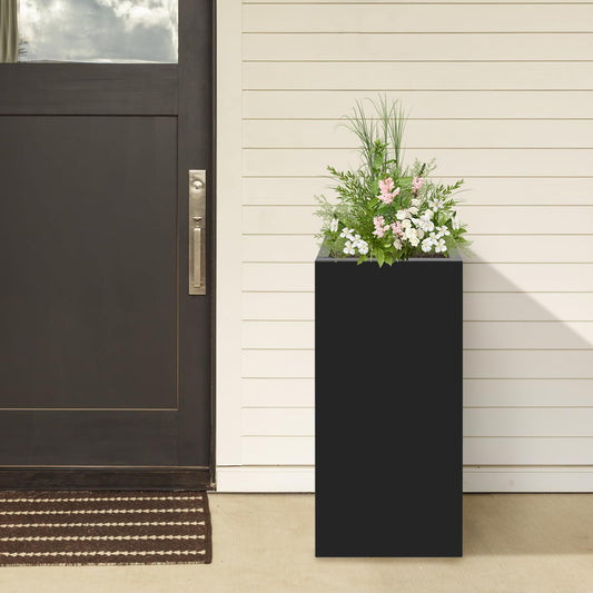 DYNAMI 30in Tall Planter Box,Steel Metal Rectangular Planter Box with Removable Shelf,Modern Decorative Black Metal Planter Flower Pot,for Indoor Outdoor Patio Garden (Black, 30x12x12in)