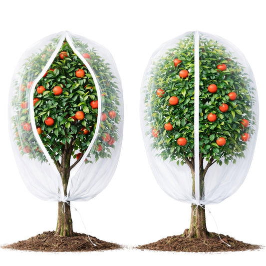Homoda Fruit Tree Netting Cover with Zipper & Drawstring, 2 Packs 6ft x 6ft Insect Bird Barrier Netting for Garden Protection, Ultra Fine Mesh Garden Netting