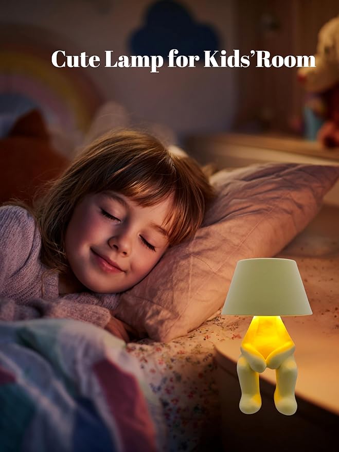 Modern Table Lamp for Youth: Rechargeable Cute Light for Kids Child Teen - Gift for Birthday Christmas Halloween Easter (Yellow Big)