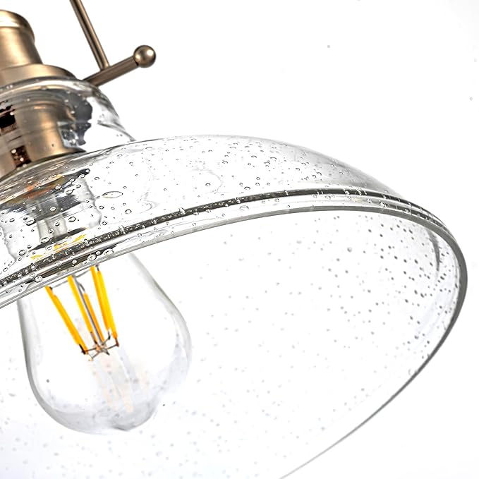 Modern Flush Mount Ceiling Light Fixture, < Bulb NOT Included> Brushed Nickel Finished with Clear Glass Shade, Farmhouse Light Fixture for Kitchen Island Entryway Porch Foyer Dining Room