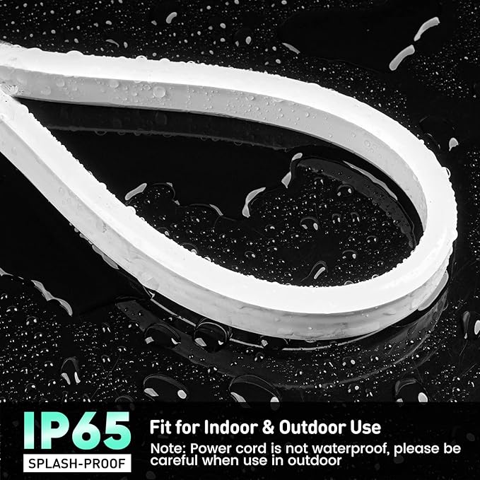 GZBtech Flexible LED Neon Rope Lights 16.4FT,AC 110-120V Waterproof Strip Light, 120 LEDs/M Cuttable Connectable Neon Lighting for Indoor Outdoor Home Decor/Commercial Use-Cold White 5M, ETL Listed