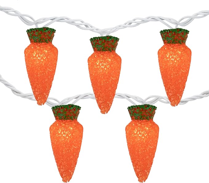 Northlight 10-Count Orange Carrot Easter String Light Set, 7.25ft White Wire