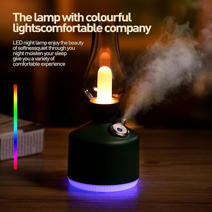 APSARAS USA Essential Oil Diffuser,Vintage Lamp Humidifier,1200mAh Adjustable Brightness Night Light Air Aroma Diffuser Humidifier,Timer & Auto Shut-Off，Gift for Lover,Home,Office,Yoga,Gym280ml