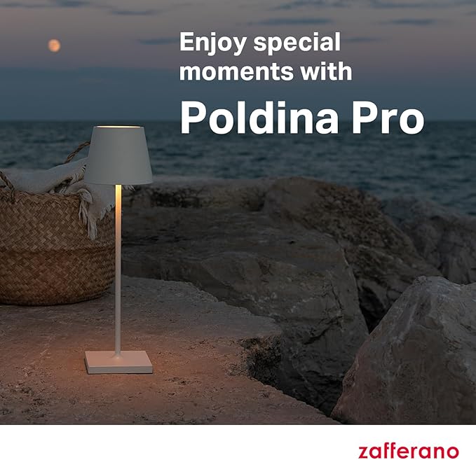 Zafferano, Poldina Pro Lamp, Rechargeable Cordless Table Lamp with Touch Controls, Suitable for Indoor and Outdoor, Dimmer, 2200-3000 K, Height 14.9 Inches, Red Color