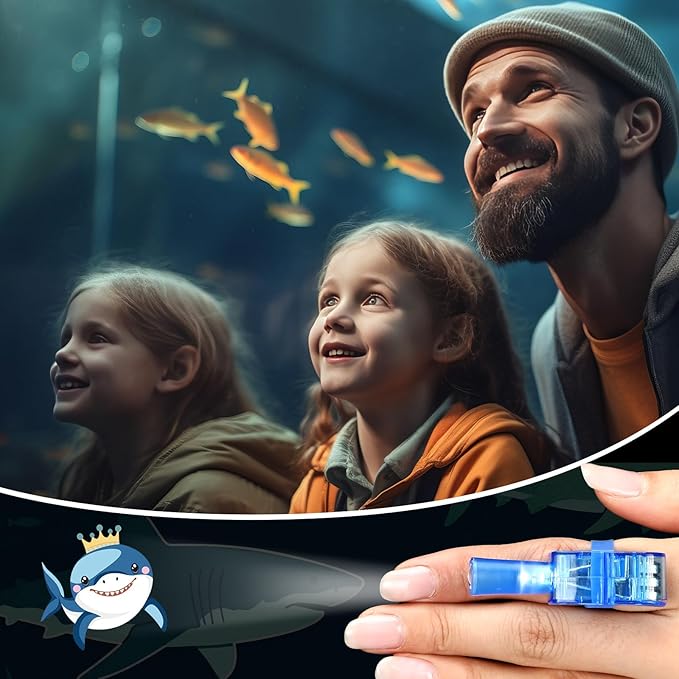 Tuanse 36 Pcs Shark Finger Lights Gifts Bulk for Kids Glow in the Dark Finger Lights Ocean Themed Shark Party Decorations Birthday Party Favors Under the Sea Themed Gift Idea for Kids Boy Girl Adult
