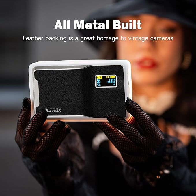 VILTROX 6000mAh On Camera LED Light, APP Control RGB Video Light, All Metal RGB Portable LED Photography Lighting, Led Camera Light Panel for Video Recording (Retro 08X)