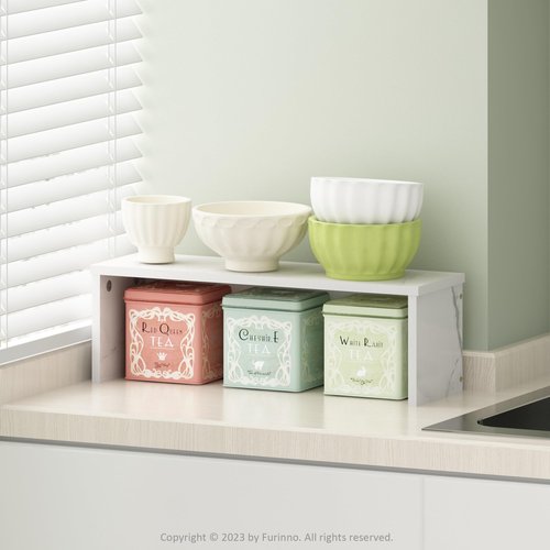 Furinno Helena Kitchen Counter Stackable Organizer Shelf, Set of 1, 18-Inch, Marble White