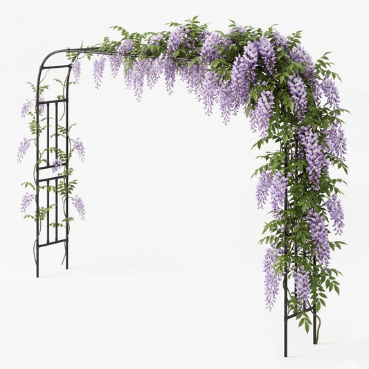 Garden Arch Trellis 126"x94.5", PE-Coated Rust Proof Metal Arbors for Climbing Plants Outdoor, Freely Assemble into 3 Sizes for Wedding, Party, Backyard Decoration