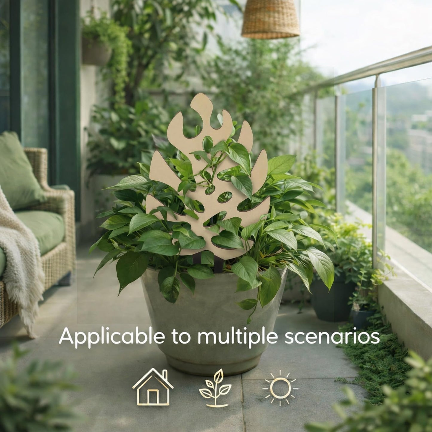 Junkin 3 Pcs 11.2 Inch Wooden Monstera Leaf Trellis, Indoor Climbing Plant Support for Potted Plants Pothos Ivy Hoya Vines, Small Garden Stake for Houseplants