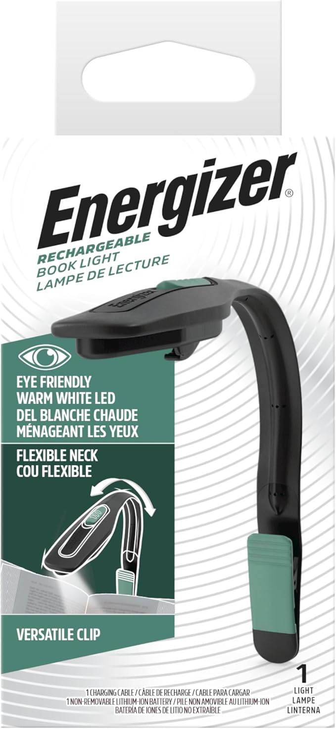 Energizer Flex-R LED Rechargeable Book Lights for Reading at Night, Reading Light with Warm LED Color, Long-Lasting and Lightweight Reading Lamp