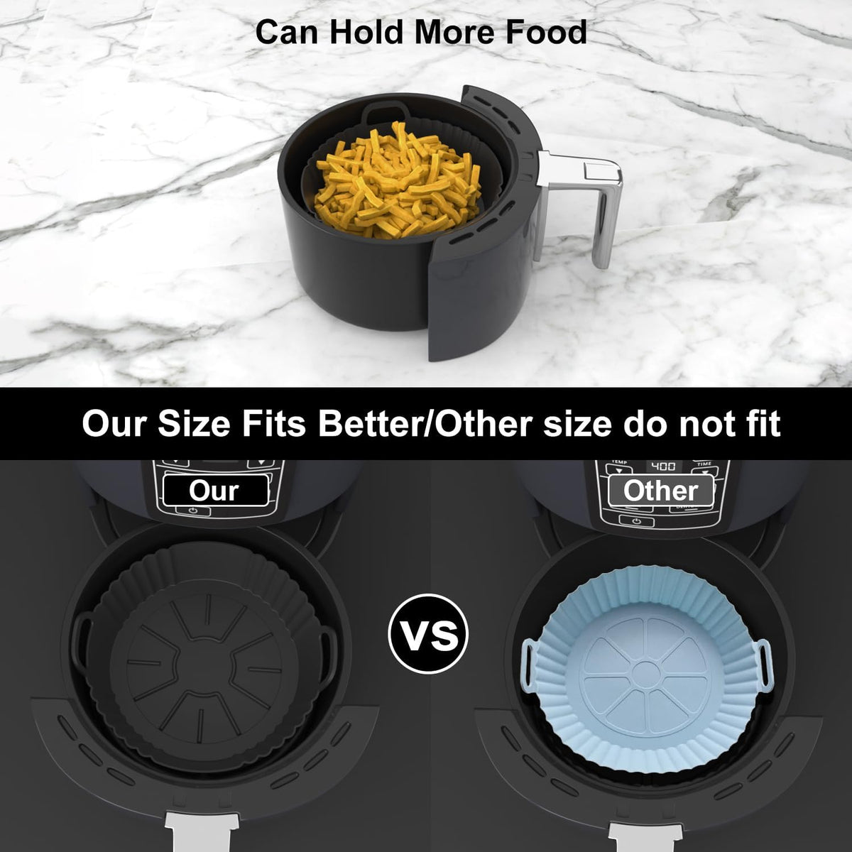 Ninja Silicone Air Fryer Liners - Reusable Food Grade Accessories for 4-5.3QT | 3-Pack Set