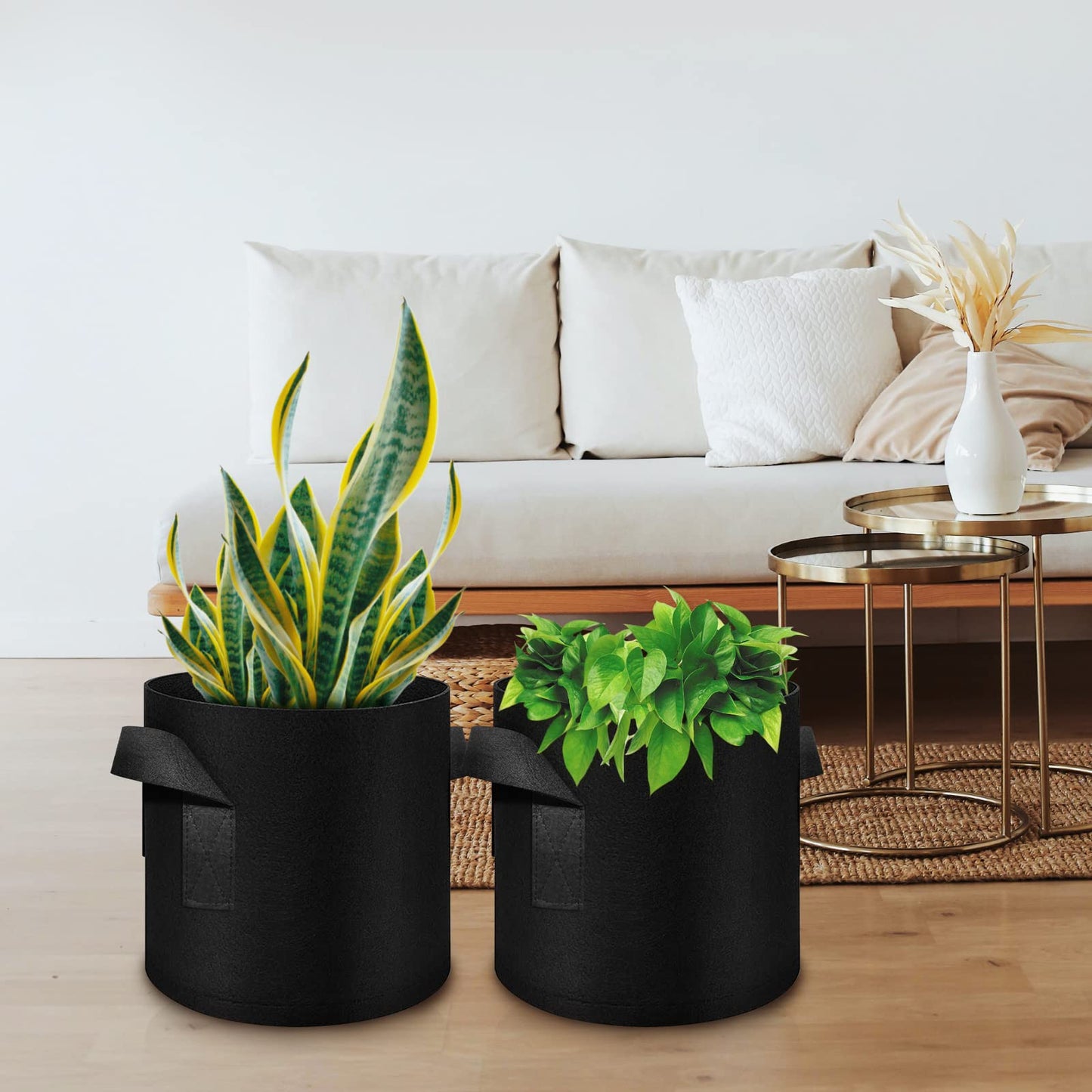 WHATWEARS 12-Pack 15 Gallon Plant Grow Bags, Thickened Nonwoven Flower Pots with Handles, Vegetable Planter Bags Containers, Cloth Planters for Garden Vegetable/Flower/Plant/Fruits Outdoor (Black)